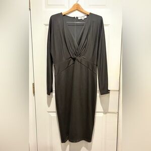 Diane Von Furstenberg Black Knot-Front Dress, Large